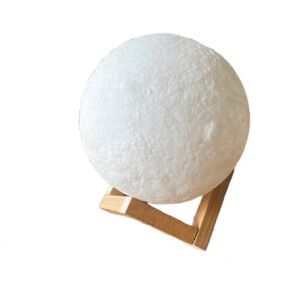 White Moon Lamp with Wooden Stand